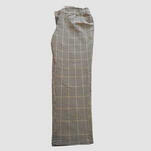 Talbots Plus 22W Plaid Straight Leg Pants Black Brown Check Side Zip New